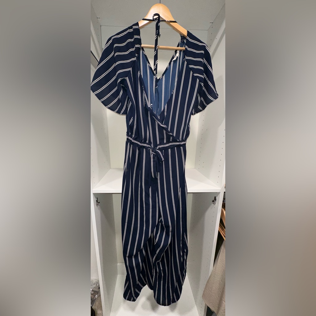 Blush Navy And White Striped Jumpsuit